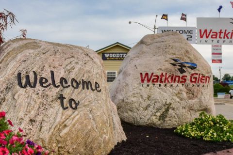 Two rocks indicating a welcome to Watkins Glen International Speedway