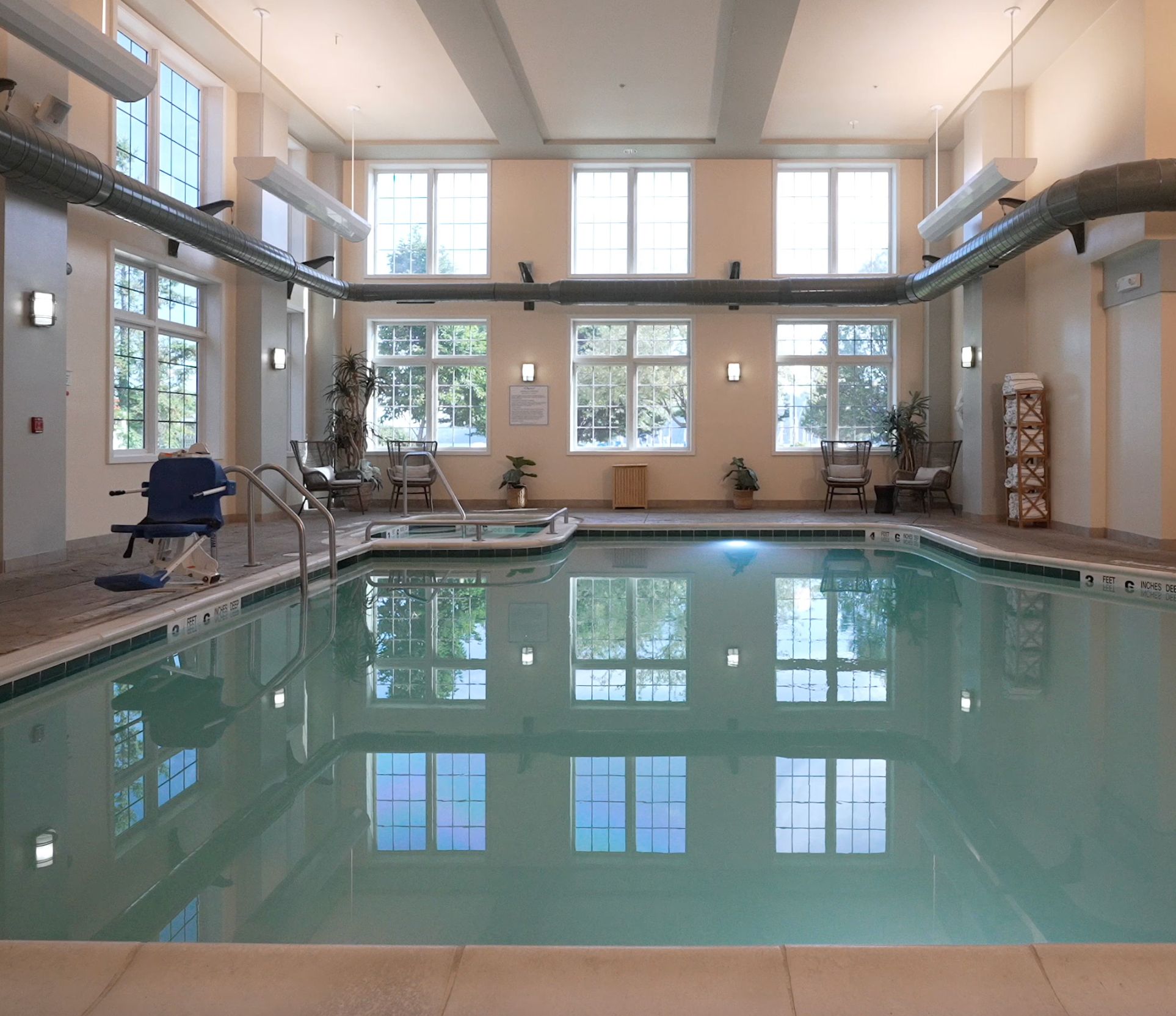 The heated indoor pool at the Watkins Glen Harbor Hotel
