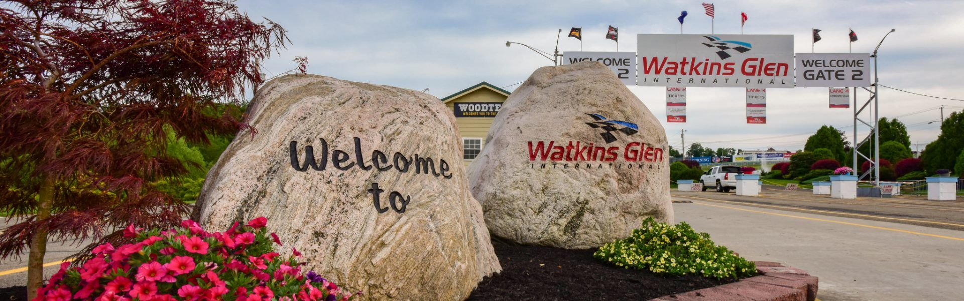 Two rocks indicating a welcome to Watkins Glen International Speedway