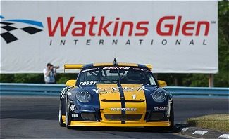Porsche cup car racing at Watkins Glen International Speedway